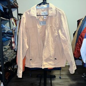Vintage L.L. Bean Men's Beige Canvas Cotton Jacket Size Medium